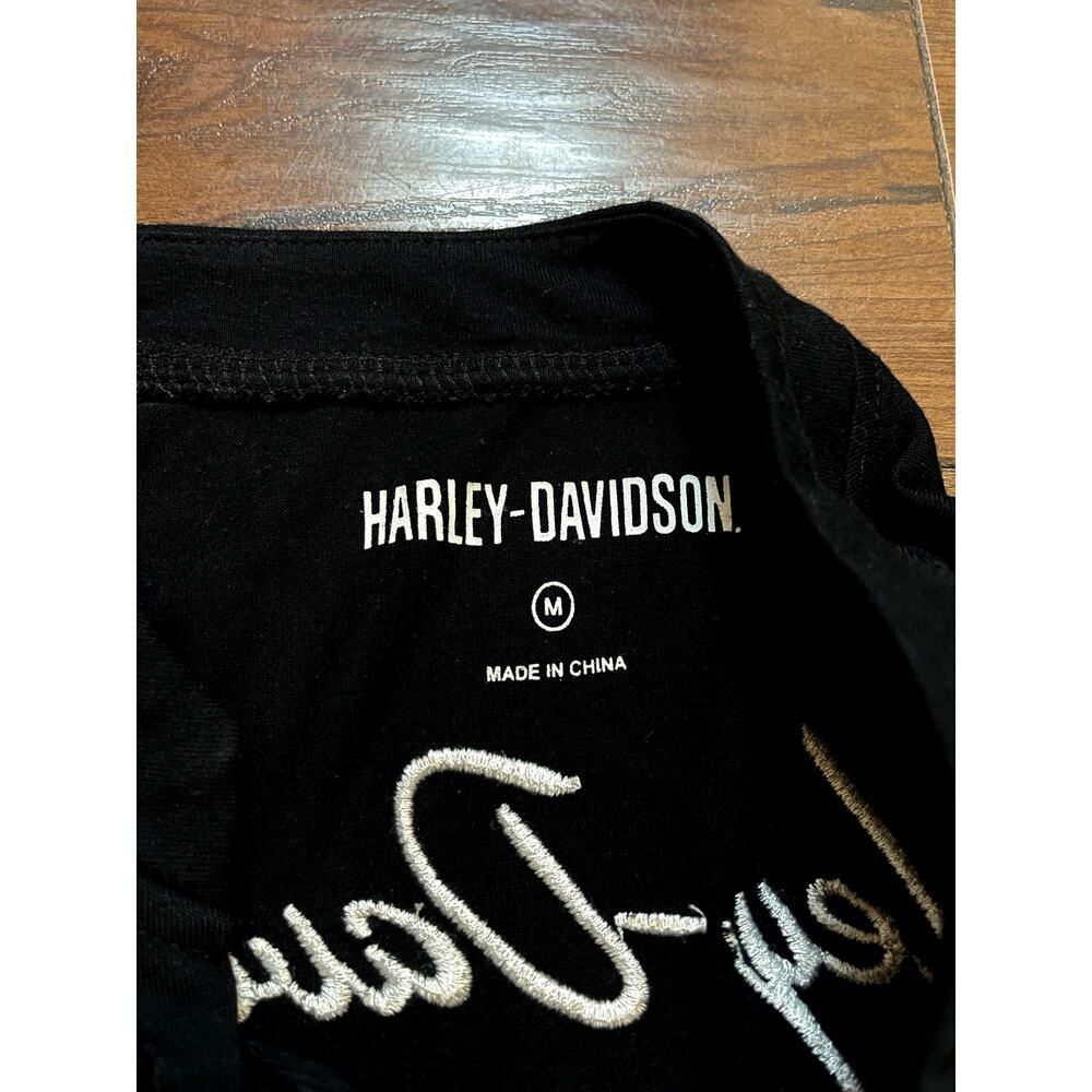 Harley-Davidson Women's Iconic Laced Front Black  Long Sleeve Henley Medium - Picture 3 of 10